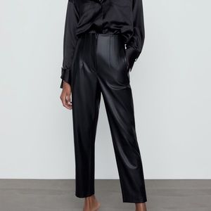 Faux leather high rise pants